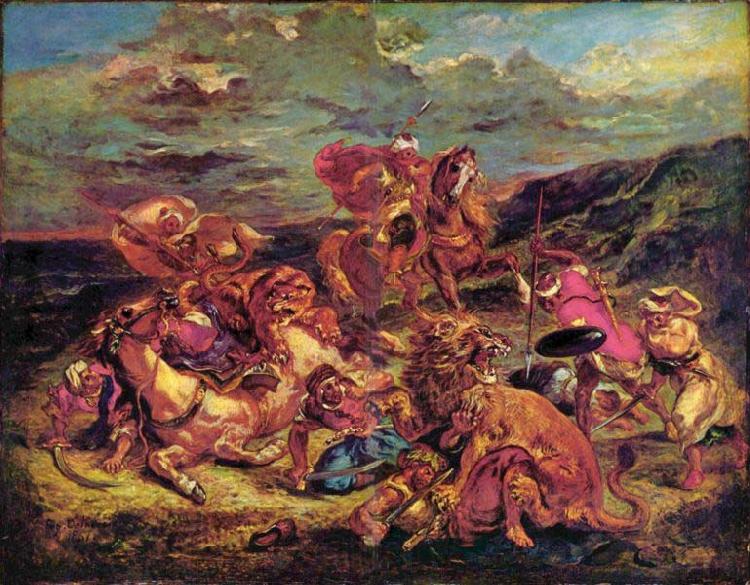 Eugene Delacroix Lion Hunt Spain oil painting art